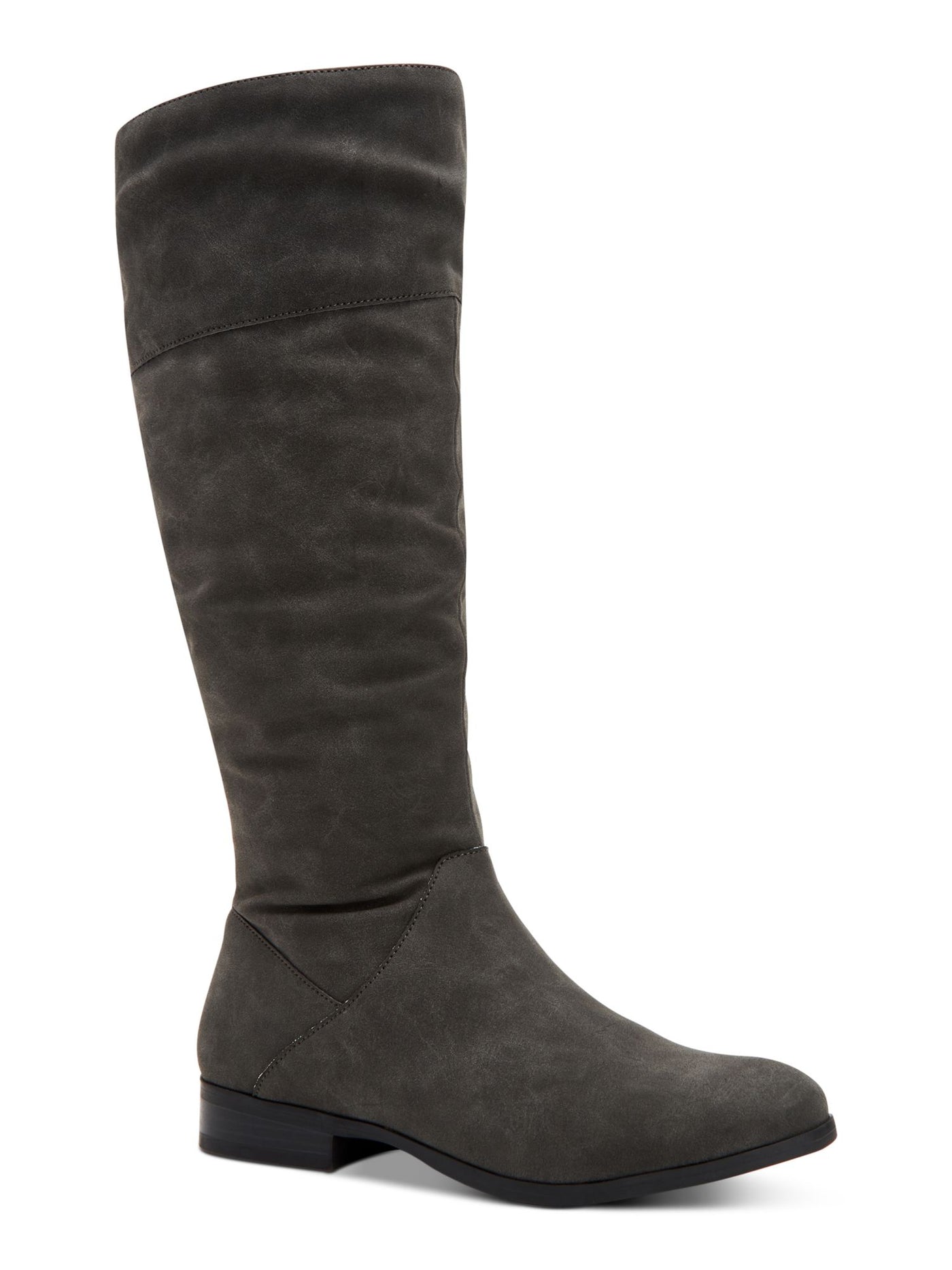 STYLE & COMPANY Womens Gray Wide Calf Cushioned Goring Kelimae Round Toe Block Heel Zip-Up Slouch Boot 5 M