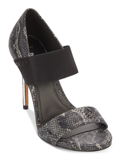 DKNY Womens Gray Snake Print Strappy Cushioned Stretch Iva Round Toe Stiletto Slip On Dress Slingback Sandal 8.5