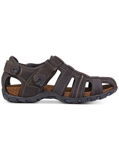 NUNN BUSH Mens Brown Mixed Media Strappy Padded Rio Bravo Round Toe Sandals Shoes 10 M