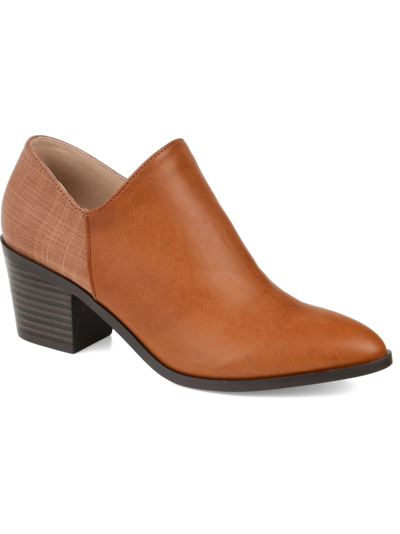 JOURNEE COLLECTION Womens Brown Deep V Cutouts Padded Lola Almond Toe Block Heel Slip On Booties 8.5 M