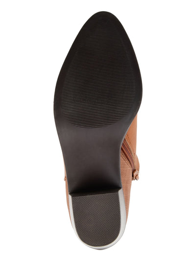 JOURNEE COLLECTION Womens Brown Deep V Cutouts Padded Lola Almond Toe Block Heel Slip On Booties