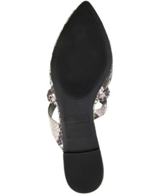 JOURNEE COLLECTION Womens Black Snakeskin Cushioned Braided Olivea Almond Toe Slip On Slide Sandals 8
