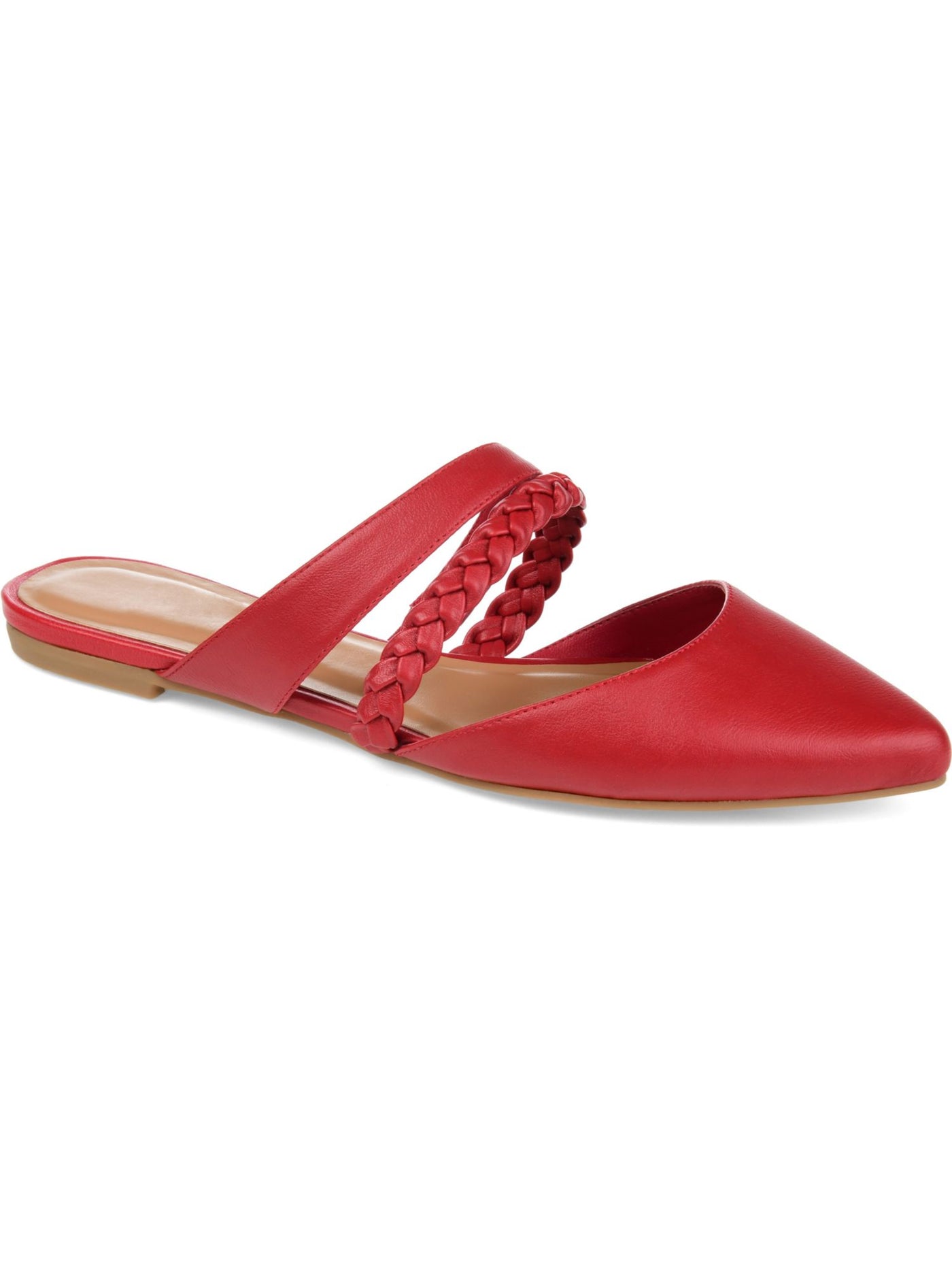 JOURNEE COLLECTION Womens Red Cushioned Stretch Olivea Almond Toe Slip On Flats Shoes 6