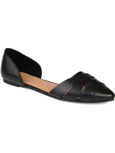 JOURNEE COLLECTION Womens Black Crisscross Straps Dorsay Padded Brandee Almond Toe Slip On Ballet Flats 9 M