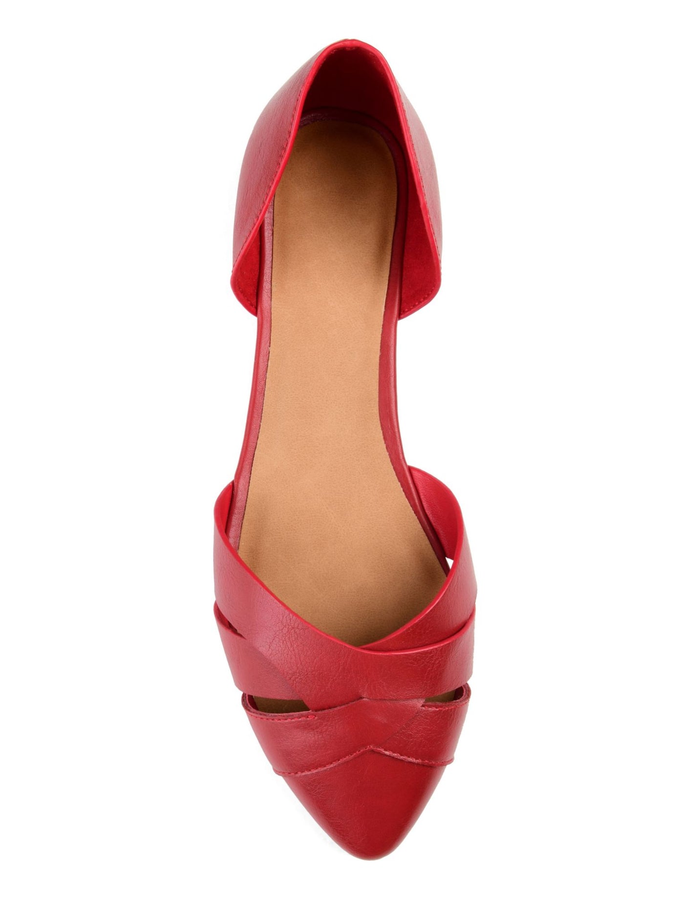 JOURNEE COLLECTION Womens Red Crisscross Straps Padded Reflective Brandee Pointed Toe Slip On Flats 8