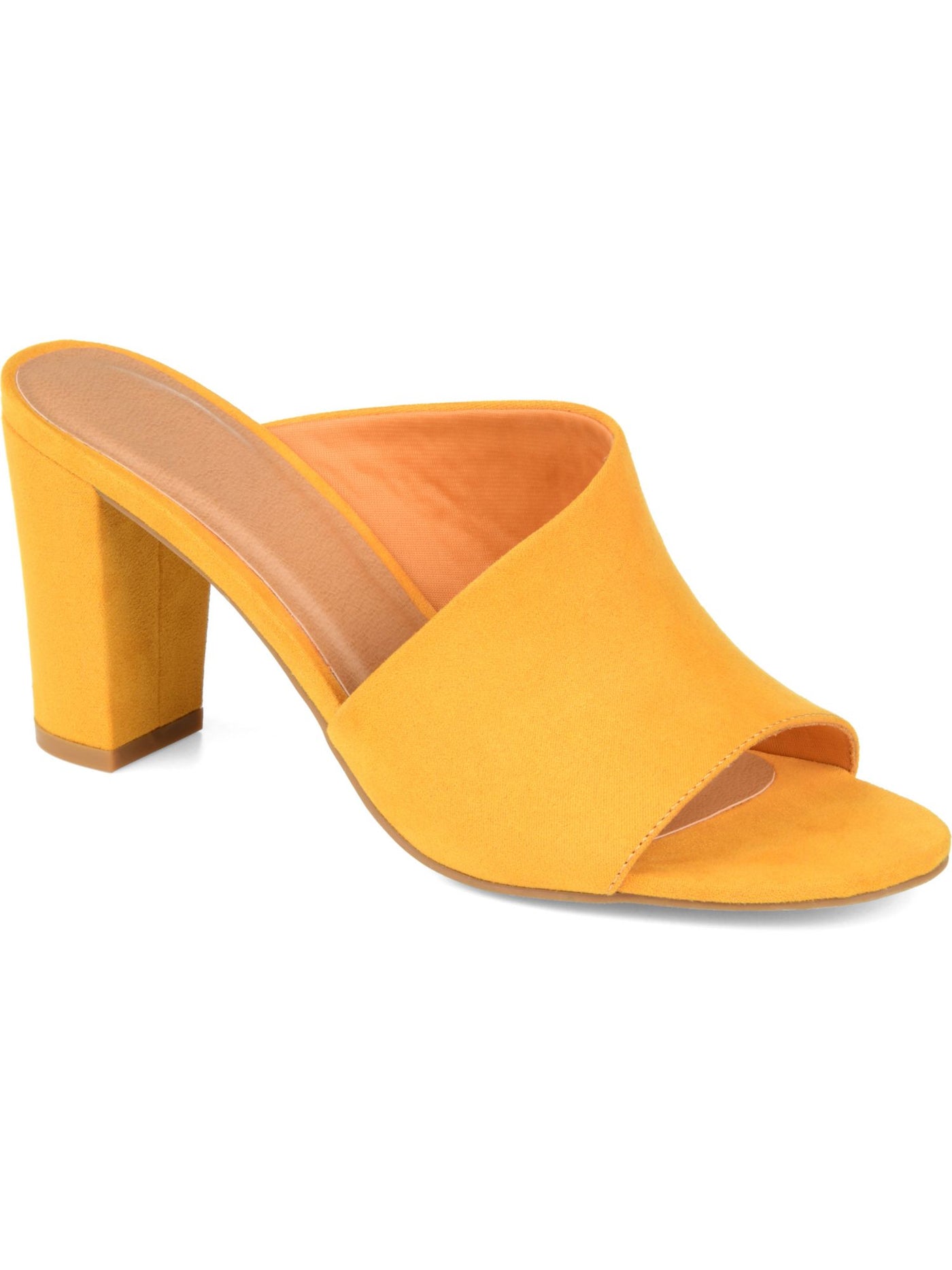 JOURNEE COLLECTION Womens Yellow D'orsay Design Cushioned Allea Open Toe Block Heel Slip On Heeled Mules Shoes 5.5