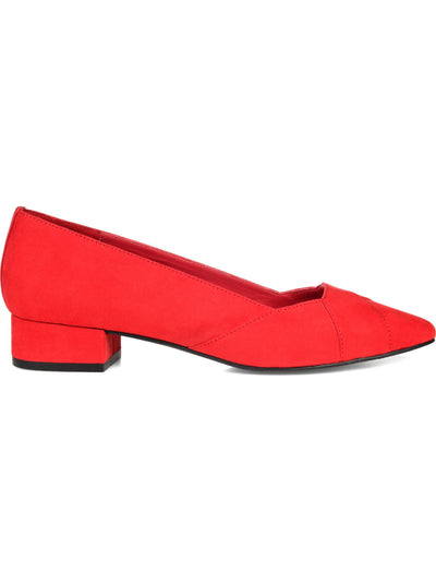 JOURNEE COLLECTION Womens Red Cushioned Justine Pointed Toe Block Heel Slip On Dress Heeled Loafers 6.5