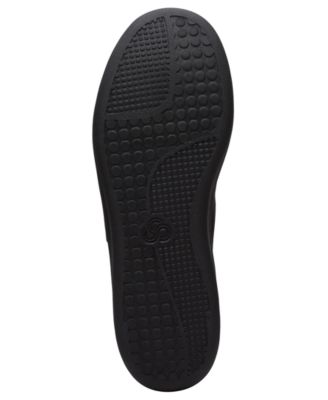 CLARKS Womens Black 0.5" Platform Strap Comfort Logo Sillian 2.0 Round Toe Wedge Slip On Flats 8 M