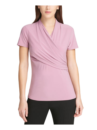 DKNY Womens Short Sleeve V Neck Top