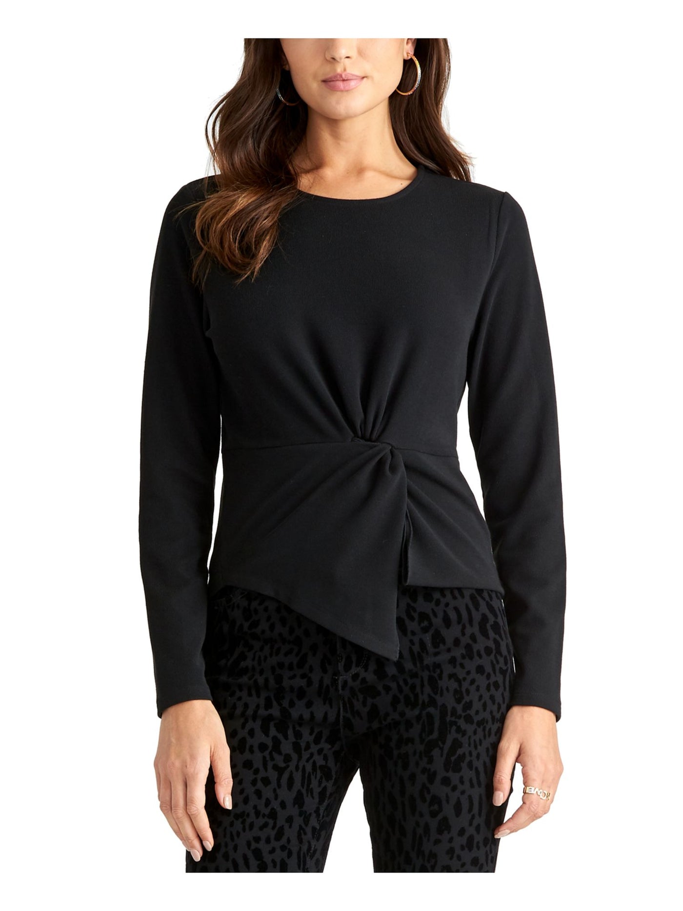 RACHEL RACHEL ROY Womens Black Stretch Long Sleeve Jewel Neck Top XS