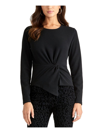 RACHEL RACHEL ROY Womens Black Stretch Long Sleeve Jewel Neck Top XS