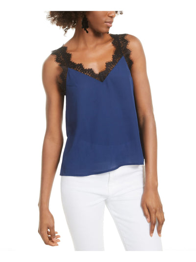 Q+A Los Angeles Womens Navy Lace Sleeveless V Neck Tank Top XL