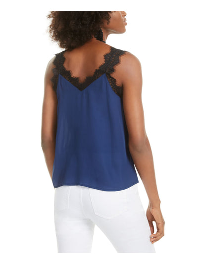 Q+A Los Angeles Womens Navy Lace Sleeveless V Neck Tank Top XL