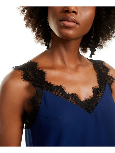 Q+A Los Angeles Womens Navy Lace Sleeveless V Neck Tank Top XL