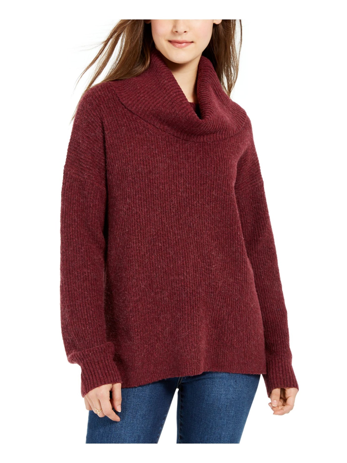 HIPPIE ROSE Womens Burgundy Long Sleeve Cowl Neck Sweater S