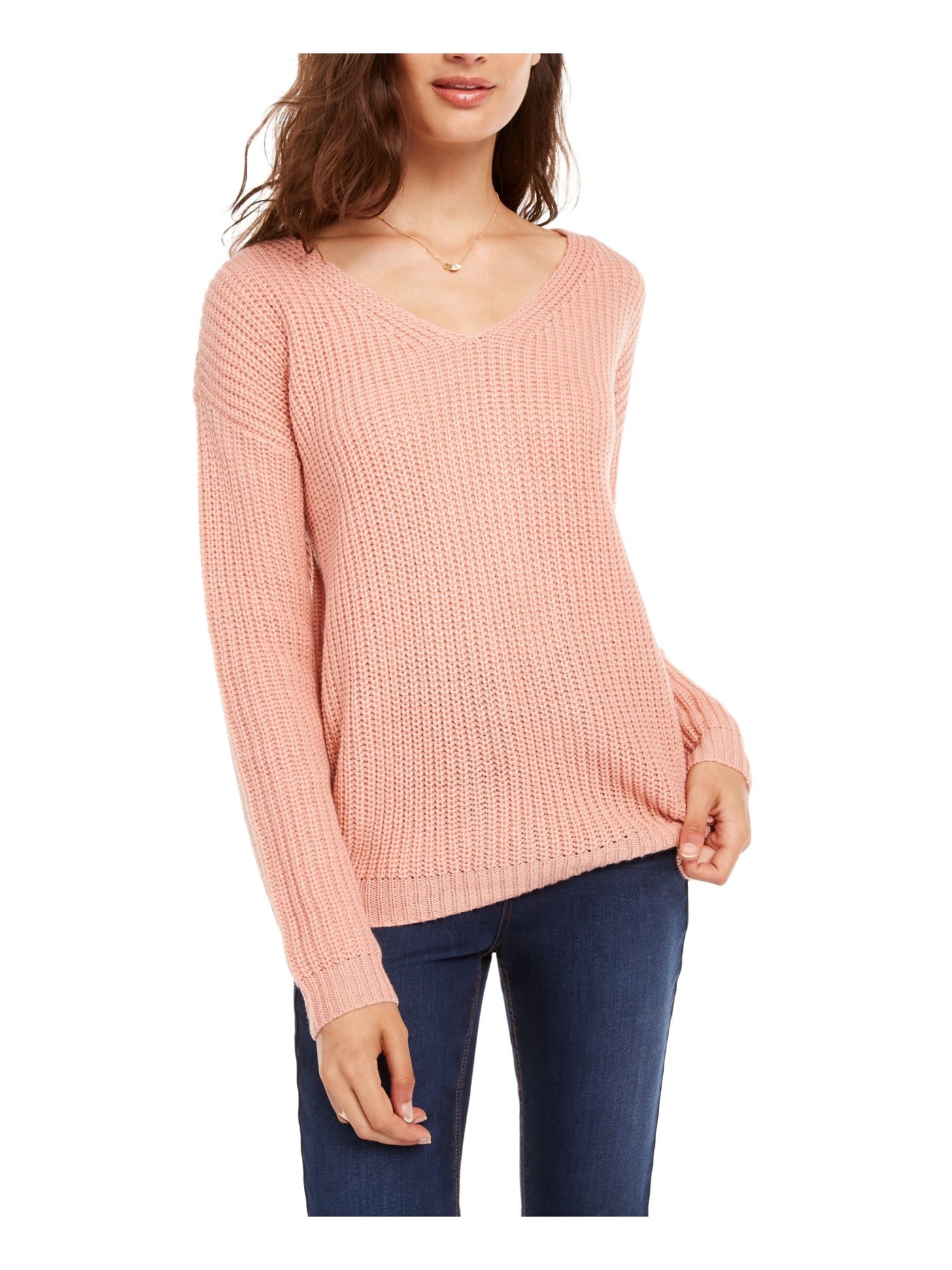 ULTRA FLIRT Womens Pink Long Sleeve Scoop Neck Sweater S