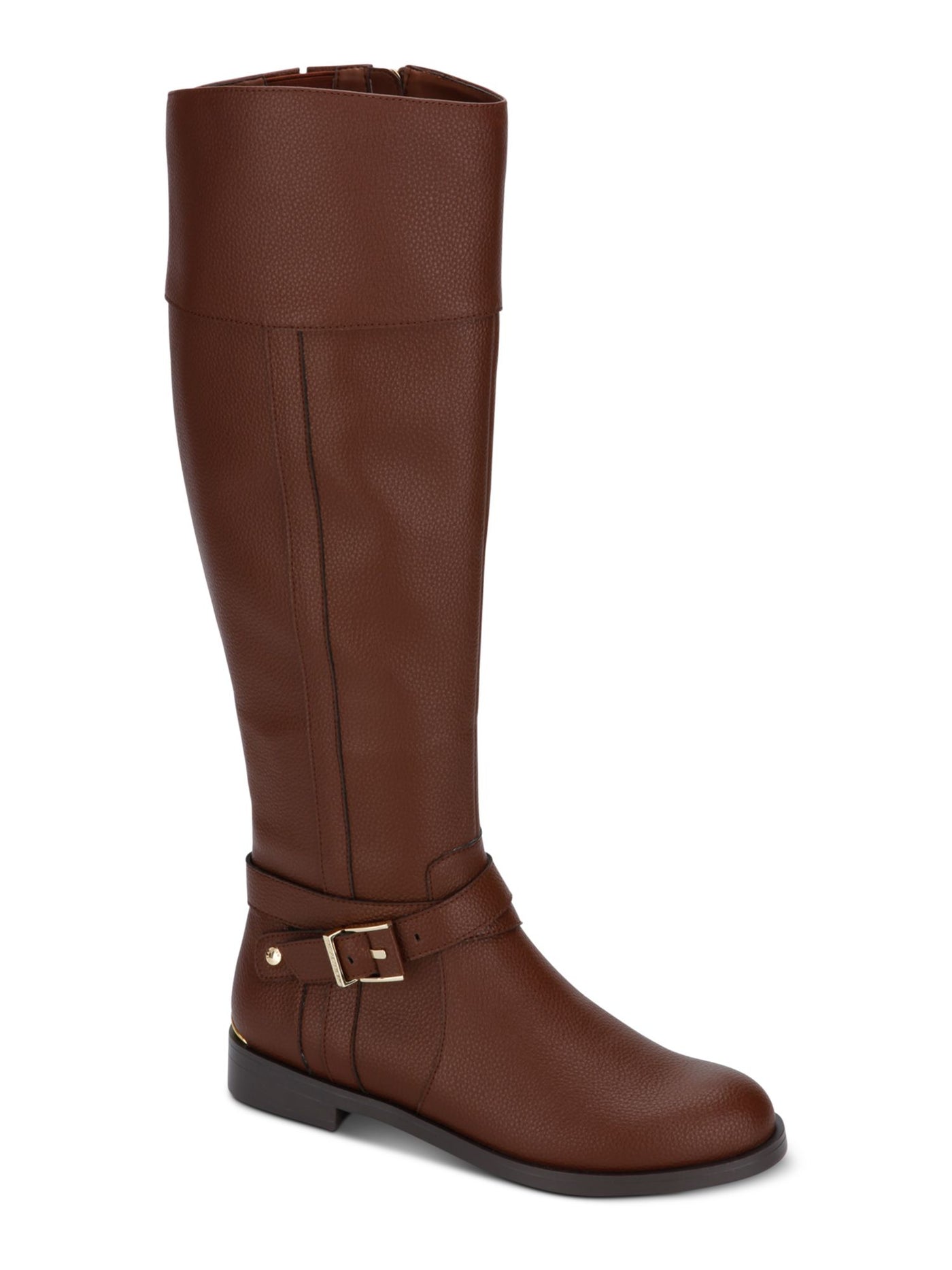 KENNETH COLE Womens Brown Thermoplastic Sole Gold Heel Accent Buckle Accent Wind Almond Toe Zip-Up Riding Boot 8 M