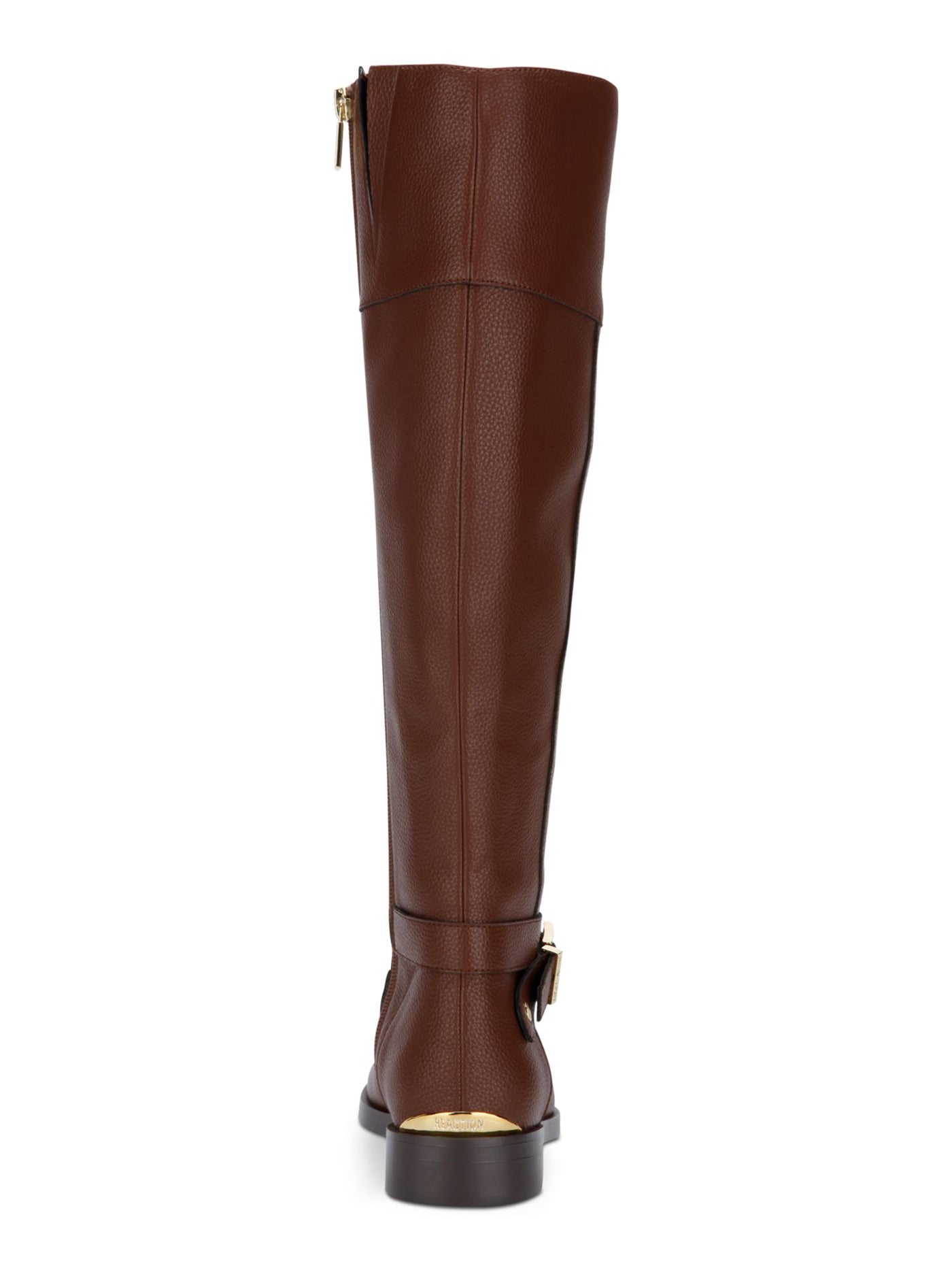 KENNETH COLE Womens Brown Thermoplastic Sole Gold Heel Accent Buckle Accent Wind Almond Toe Zip-Up Riding Boot 8 M