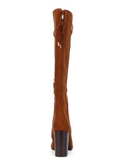 REACTION KENNETH COLE Womens Brown Laced Detail Cushioned Corie Round Toe Block Heel Zip-Up Dress Boots 5.5 M