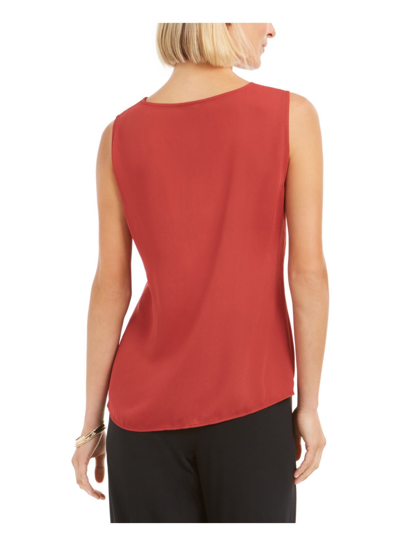 ALFANI Womens Red Twist Front Sleeveless Jewel Neck Top M
