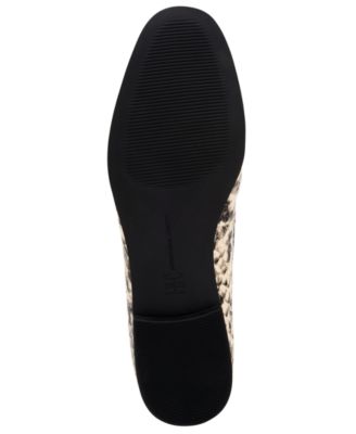 INC Womens Beige Sanke Print Horse Bit Inspired Hardware Memory Foam Sock Cushioned Comfort Gayyle Round Toe Block Heel Slip On Leather Loafers Shoes M