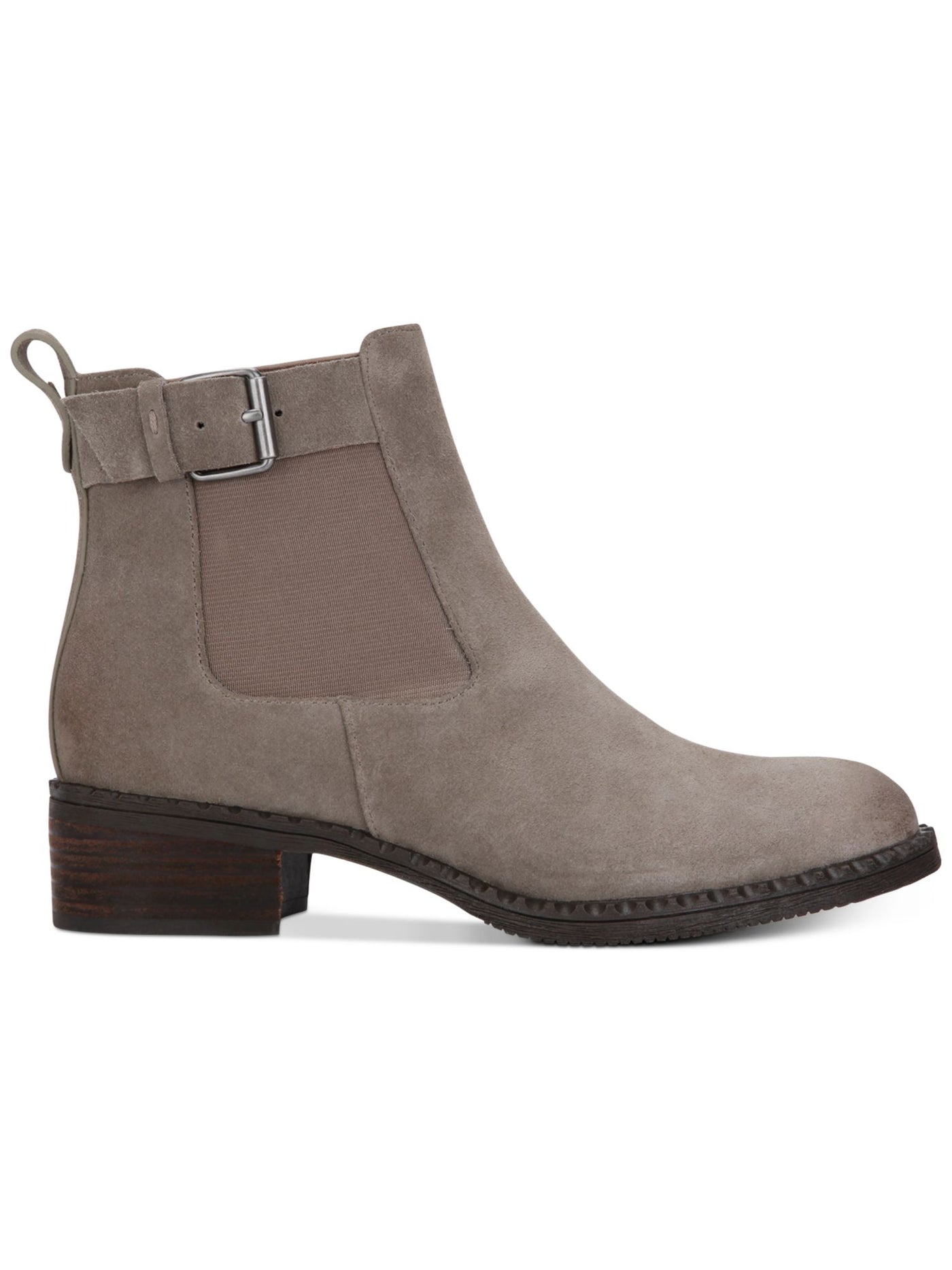 GENTLE SOULS KENNETH COLE Womens Gray Goring Buckle Accent Cushioned Best Buckle Chelsea Round Toe Block Heel Zip-Up Leather Booties 8 M