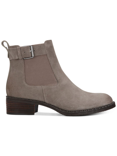 GENTLE SOULS KENNETH COLE Womens Gray Goring Buckle Accent Cushioned Best Buckle Chelsea Round Toe Block Heel Zip-Up Leather Booties 8 M