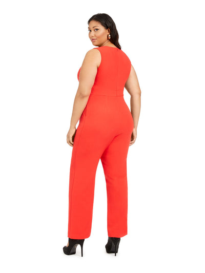 VINCE CAMUTO Womens Red Sleeveless Straight leg Evening Jumpsuit Plus Size: 18W