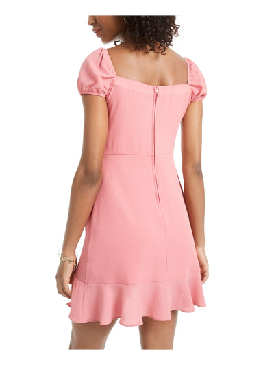 B DARLIN Womens Pink Cap Sleeve Square Neck Short Evening A-Line Dress 1\2