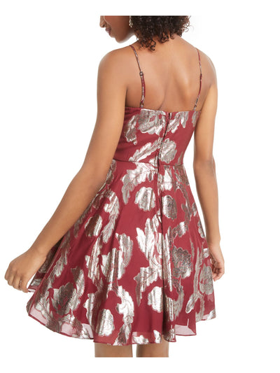 CITY TRIANGLES Womens Maroon Sleeveless Mini Fit + Flare Party Dress 11