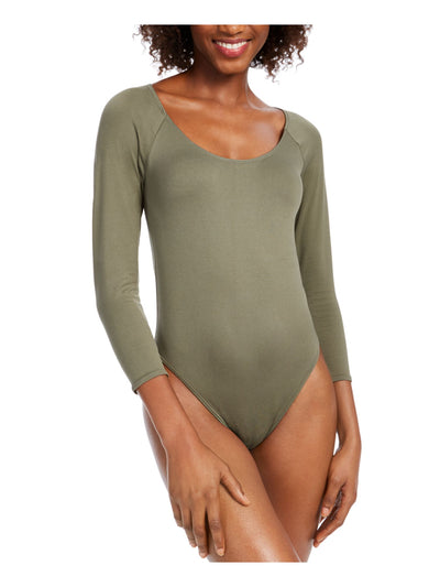 BAR III Womens 3/4 Sleeve Scoop Neck Body Suit Top