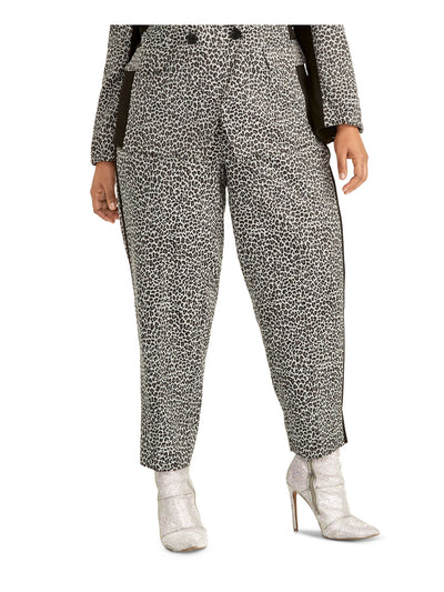 RACHEL RACHEL ROY Womens Gray Stretch Pocketed Zippered Lace Animal Print High Waist Pants Plus 18W