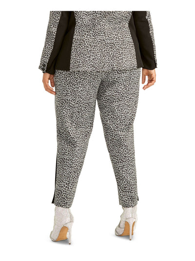 RACHEL RACHEL ROY Womens Gray Stretch Pocketed Zippered Lace Animal Print High Waist Pants Plus 18W