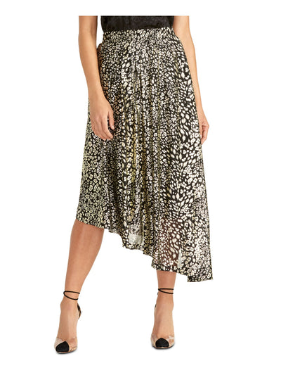 RACHEL RACHEL ROY Womens Gold Glitter Printed Below The Knee Cocktail Hi-Lo Skirt S