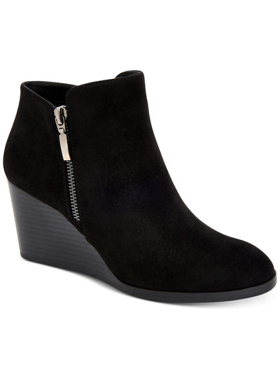 STYLE & COMPANY Womens Black Asymmetrical Round Toe Wedge Zip-Up Dress Booties 9.5