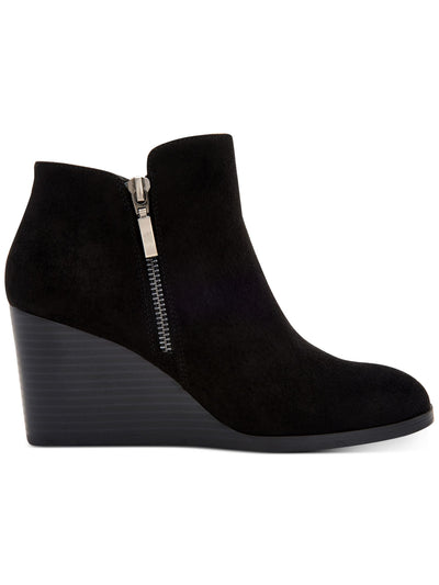 STYLE & COMPANY Womens Black Asymmetrical Round Toe Wedge Zip-Up Dress Booties 9.5