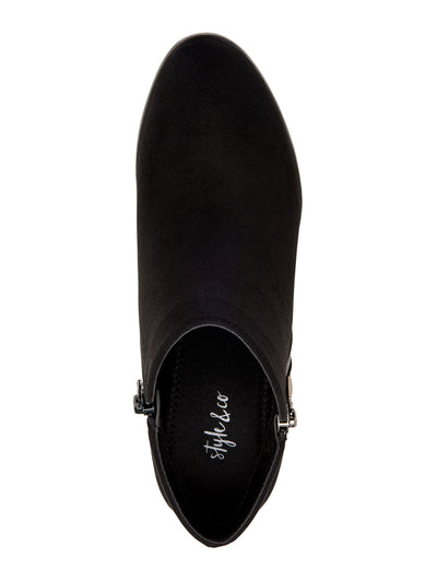 STYLE & COMPANY Womens Black Asymmetrical Round Toe Wedge Zip-Up Dress Booties 9.5