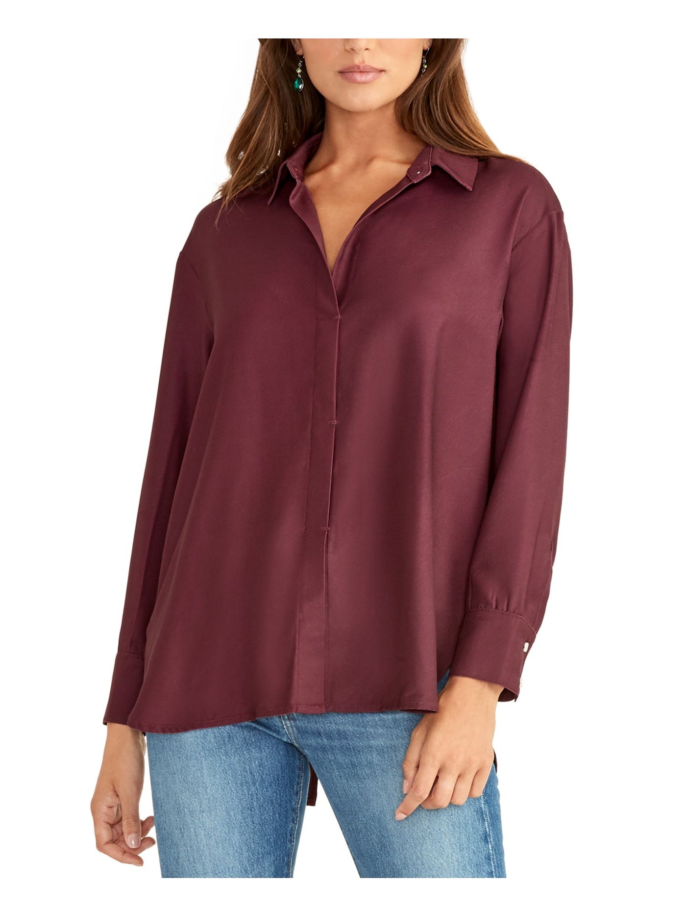 RACHEL RACHEL ROY Womens Purple Long Sleeve Collared Tunic Top M