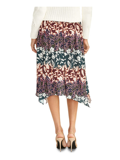 RACHEL ROY Womens Pink Sheer Floral Knee Length Peasant Skirt S