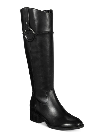 ALFANI Womens Black Hardware Trim Stretch Gore Cushioned Comfort Bexleyy Round Toe Block Heel Zip-Up Leather Riding Boot 10.5 M