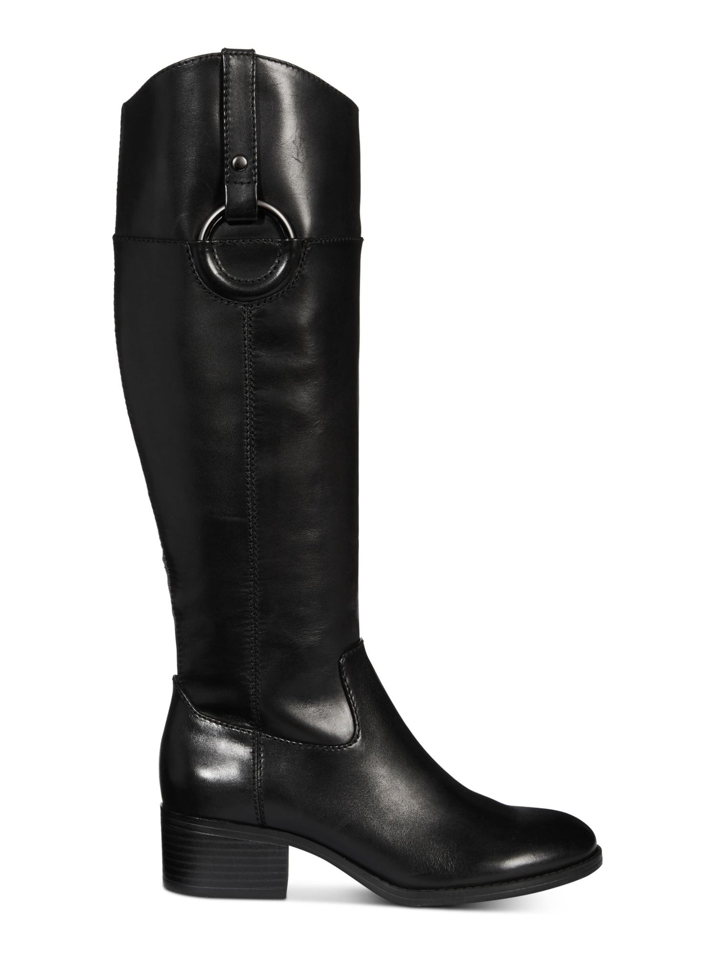 ALFANI Womens Black Hardware Trim Stretch Gore Cushioned Comfort Bexleyy Round Toe Block Heel Zip-Up Leather Riding Boot 10.5 M