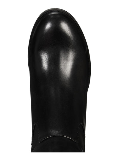 ALFANI Womens Black Round Toe Stacked Heel Zip-Up Leather Riding Boot 6 M