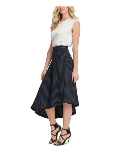 DKNY Womens Navy Pinstripe Midi Skirt 4