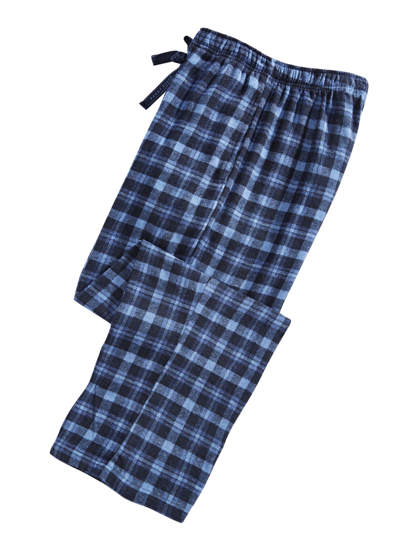 PERRY ELLIS Mens Blue Drawstring, Tartan Plaid Cotton Pants M