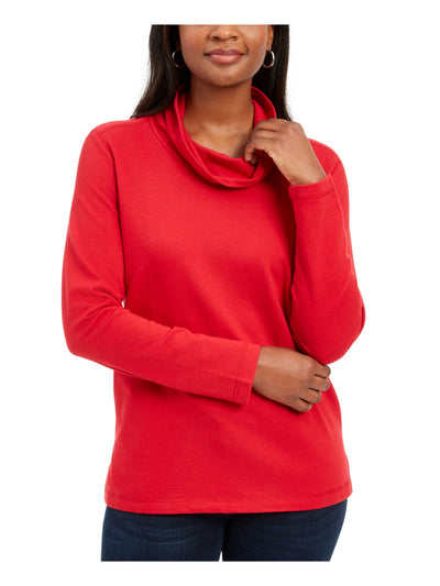 KAREN SCOTT Womens Red Heather Long Sleeve Turtle Neck Blouse Petites PP