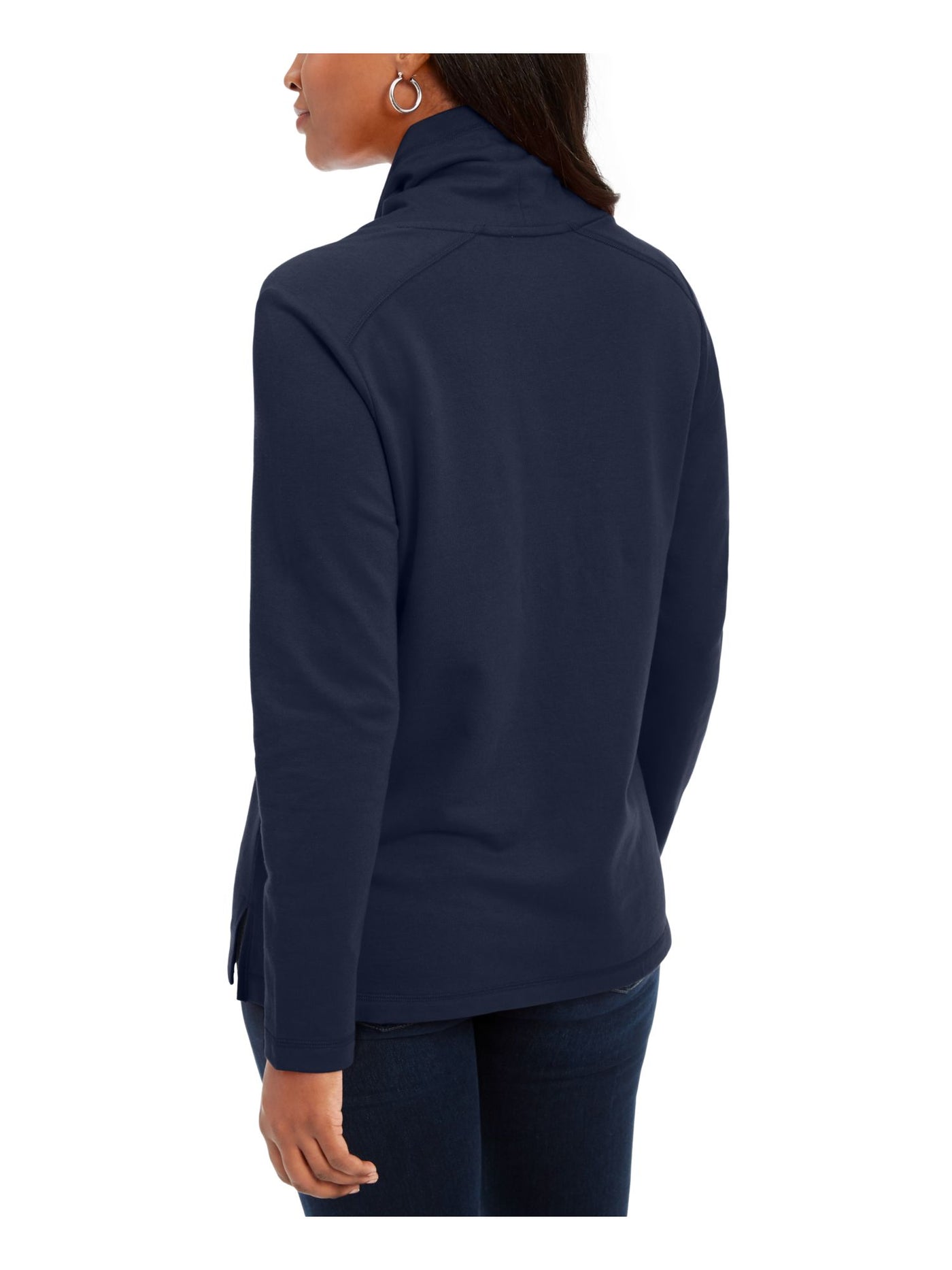 KAREN SCOTT Womens Navy Heather Long Sleeve Turtle Neck Blouse Petites PP