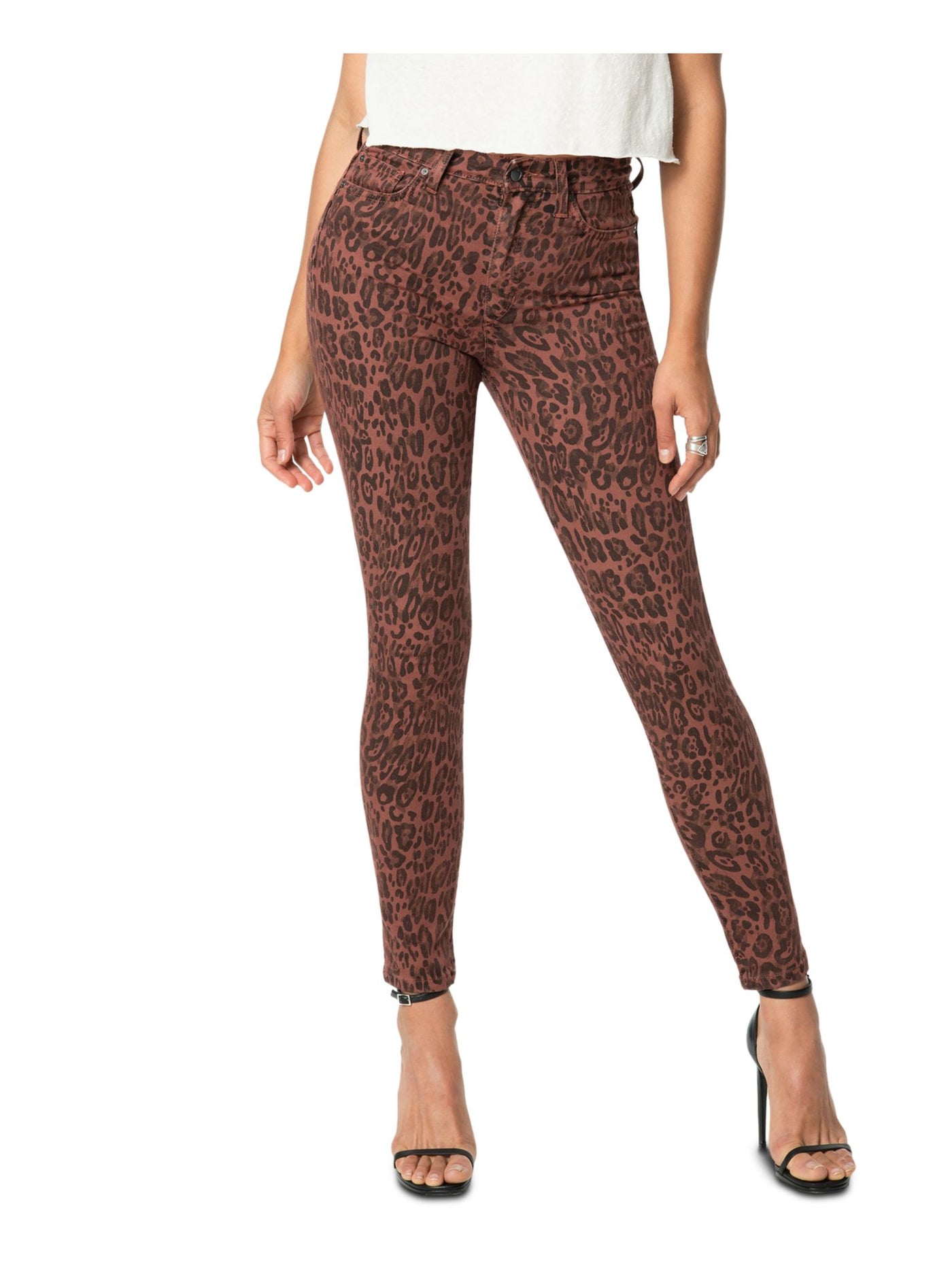 JOE'S Womens Brown Animal Print Skinny Jeans Juniors 29 Waist