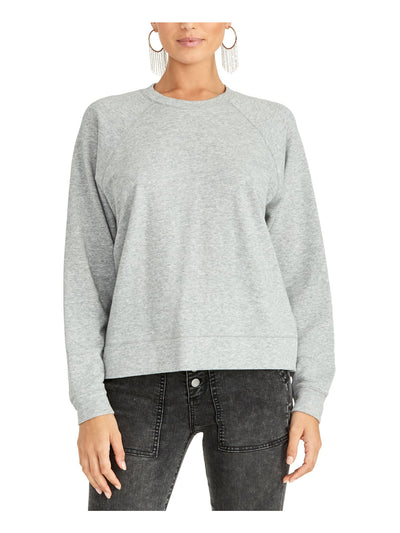 RACHEL ROY Womens Gray Eyelet Long Sleeve Jewel Neck Top M