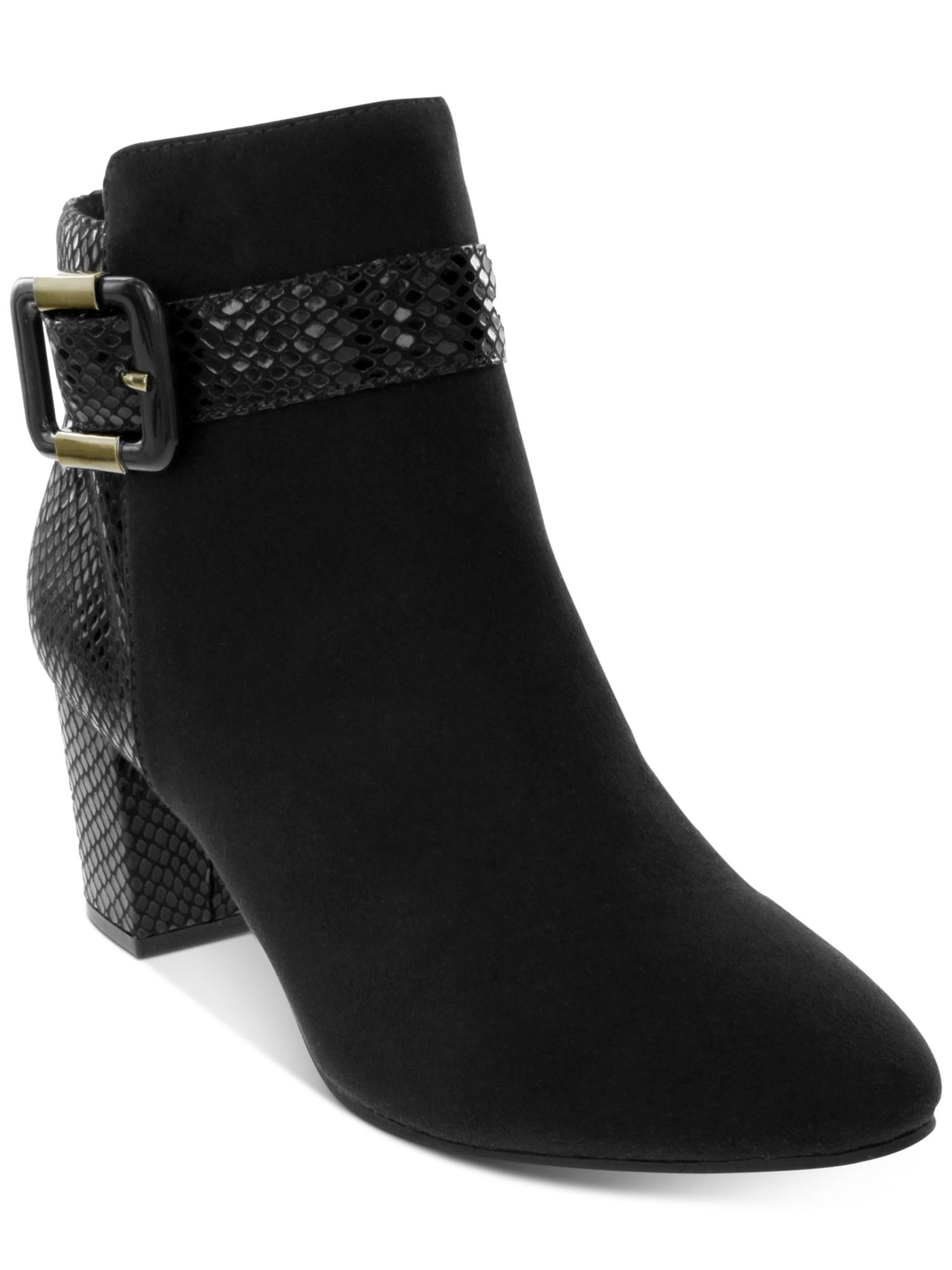 KAREN SCOTT Womens Black Buckle Accent Comfort Ivyy Almond Toe Block Heel Zip-Up Booties 12 M