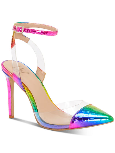 INC Womens Rainbow Rainbow Snake Translucent Strap Details Cushioned Adjustable Strap Kaija Pointed Toe Stiletto Buckle Dress Pumps Shoes 5 M